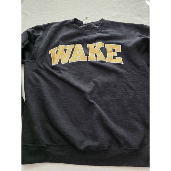Wake Forest University Sweatshirt M Men’s Adult Champion Eco Black Fleece Lined - Picture 3 of 12
